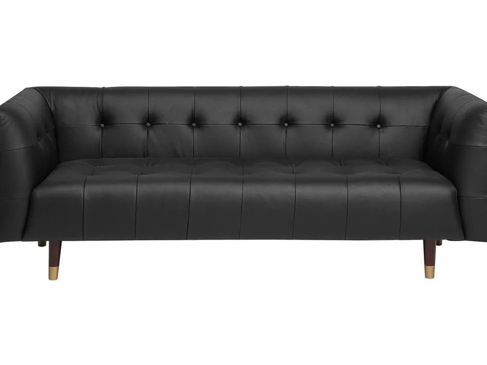 3 Seater Leather Sofa Black Byske