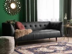3 Seater Leather Sofa Black Byske