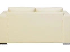 2 Seater Leather Sofa Cream Helsinki