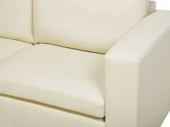 2 Seater Leather Sofa Cream Helsinki