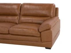 3 Seater Leather Sofa Golden Brown Horten