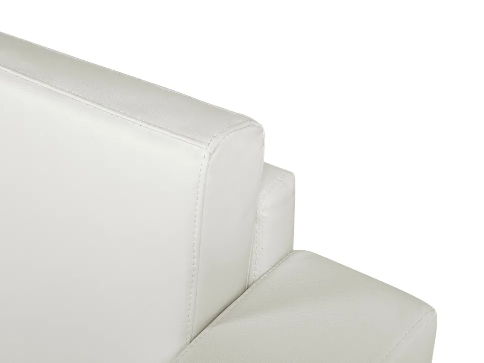 3 Seater Leather Sofa White Helsinki