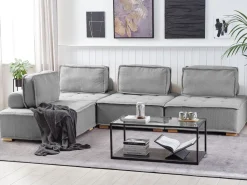 4 Seater Modular Fabric Corner Sofa Grey Tibro