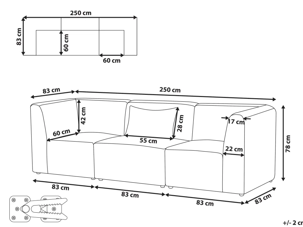 3 Seater Modular Jumbo Cord Sofa Off White Lemvig