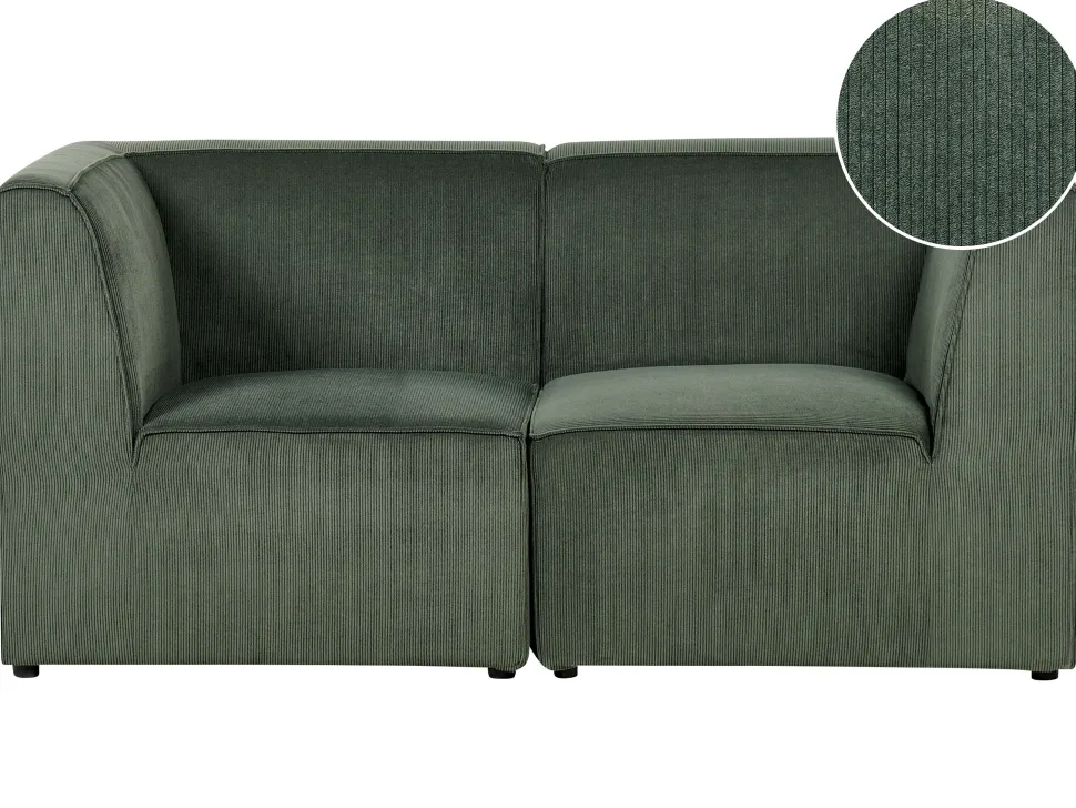 2 Seater Modular Jumbo Cord Sofa Dark Green Lemvig