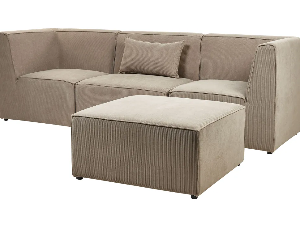 3 Seater Modular Jumbo Cord Sofa With Ottoman Taupe Lemvig