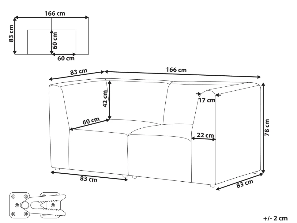 2 Seater Modular Jumbo Cord Sofa Off White Lemvig