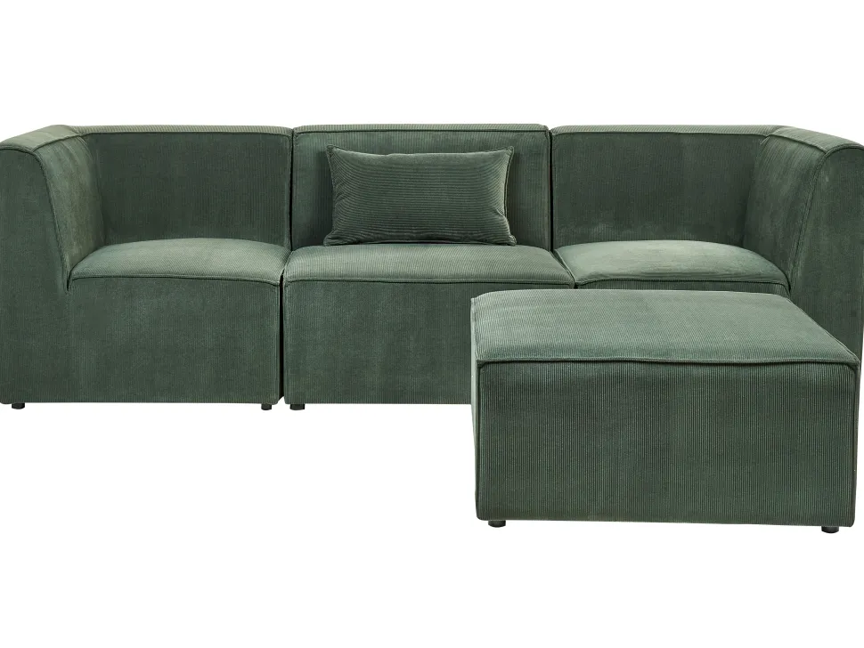 3 Seater Modular Jumbo Cord Sofa With Ottoman Dark Green Lemvig