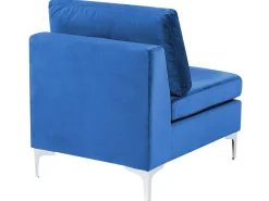3 Seater Modular Velvet Sofa With Ottoman Blue Evja