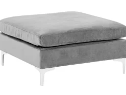 3 Seater Modular Velvet Sofa With Ottoman Grey Evja