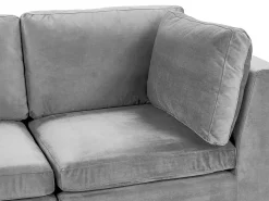 3 Seater Modular Velvet Sofa With Ottoman Grey Evja