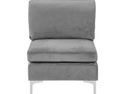 3 Seater Modular Velvet Sofa With Ottoman Grey Evja