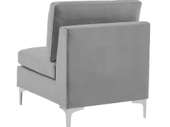 3 Seater Modular Velvet Sofa With Ottoman Grey Evja