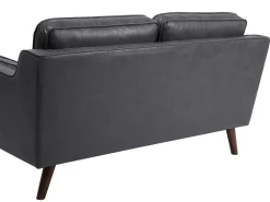 2 Seater Sofa Faux Leather Grey Lokka