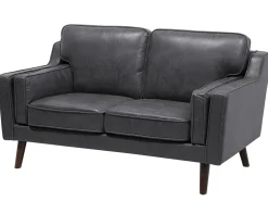2 Seater Sofa Faux Leather Grey Lokka