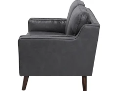 2 Seater Sofa Faux Leather Grey Lokka