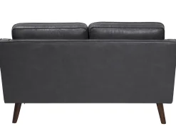 2 Seater Sofa Faux Leather Grey Lokka