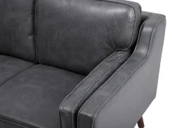 2 Seater Sofa Faux Leather Grey Lokka