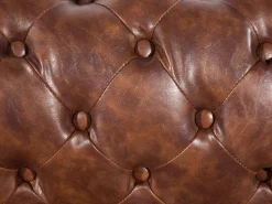 3 Seater Sofa Faux Leather Golden Brown Chesterfield