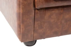 3 Seater Sofa Faux Leather Golden Brown Chesterfield