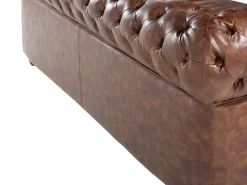 3 Seater Sofa Faux Leather Golden Brown Chesterfield