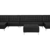 6 Seater U-Shaped Modular Faux Leather Sofa With Ottoman Black Aberdeen