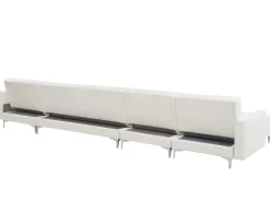 6 Seater U-Shaped Modular Faux Leather Sofa With Ottoman White Aberdeen