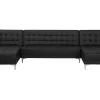 5 Seater U-Shaped Modular Faux Leather Sofa Black Aberdeen