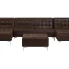 5 Seater U-Shaped Modular Faux Leather Sofa With Ottoman Brown Aberdeen