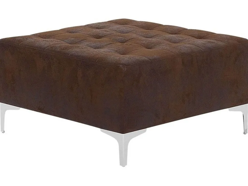 5 Seater U-Shaped Modular Faux Leather Sofa With Ottoman Brown Aberdeen