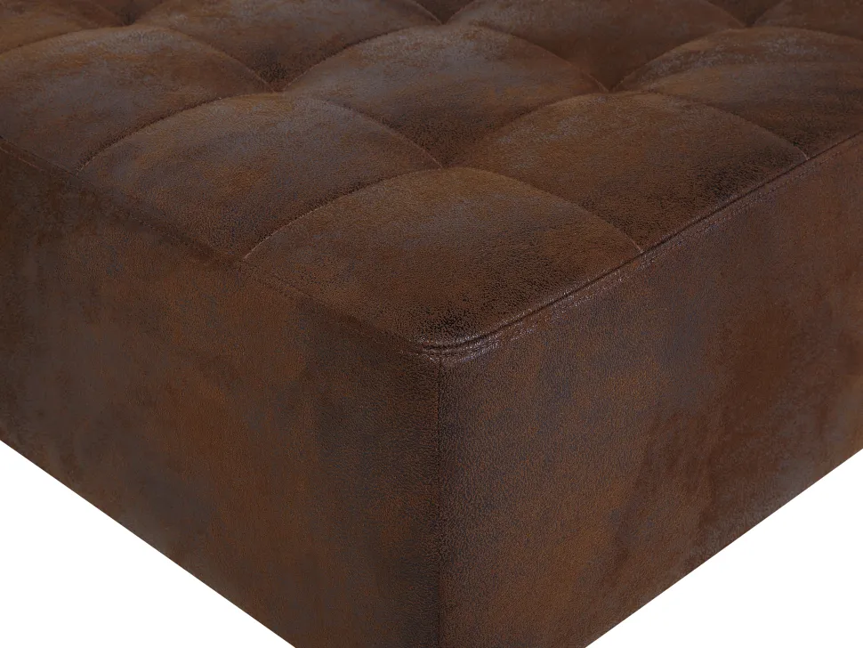 5 Seater U-Shaped Modular Faux Leather Sofa With Ottoman Brown Aberdeen
