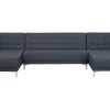 5 Seater U-Shaped Modular Fabric Sofa Dark Grey Aberdeen