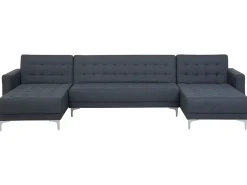 5 Seater U-Shaped Modular Fabric Sofa Dark Grey Aberdeen