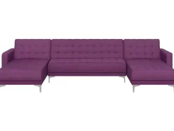 5 Seater U-Shaped Modular Fabric Sofa Purple Aberdeen
