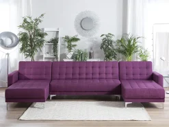 5 Seater U-Shaped Modular Fabric Sofa Purple Aberdeen