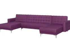 5 Seater U-Shaped Modular Fabric Sofa Purple Aberdeen