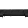 6 Seater U-Shaped Modular Faux Leather Sofa Black Aberdeen