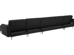 6 Seater U-Shaped Modular Faux Leather Sofa Black Aberdeen