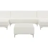 5 Seater U-Shaped Modular Faux Leather Sofa With Ottoman White Aberdeen