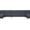 6 Seater U-Shaped Modular Fabric Sofa Dark Grey Aberdeen