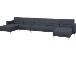 6 Seater U-Shaped Modular Fabric Sofa Dark Grey Aberdeen