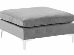6 Seater U-Shaped Modular Velvet Sofa With Ottoman Grey Evja