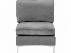 6 Seater U-Shaped Modular Velvet Sofa With Ottoman Grey Evja