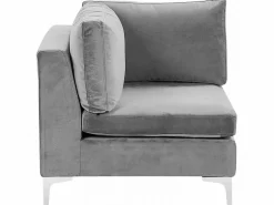 6 Seater U-Shaped Modular Velvet Sofa With Ottoman Grey Evja