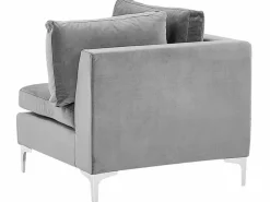 6 Seater U-Shaped Modular Velvet Sofa With Ottoman Grey Evja