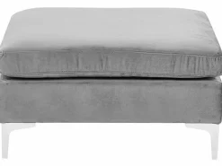 6 Seater U-Shaped Modular Velvet Sofa With Ottoman Grey Evja