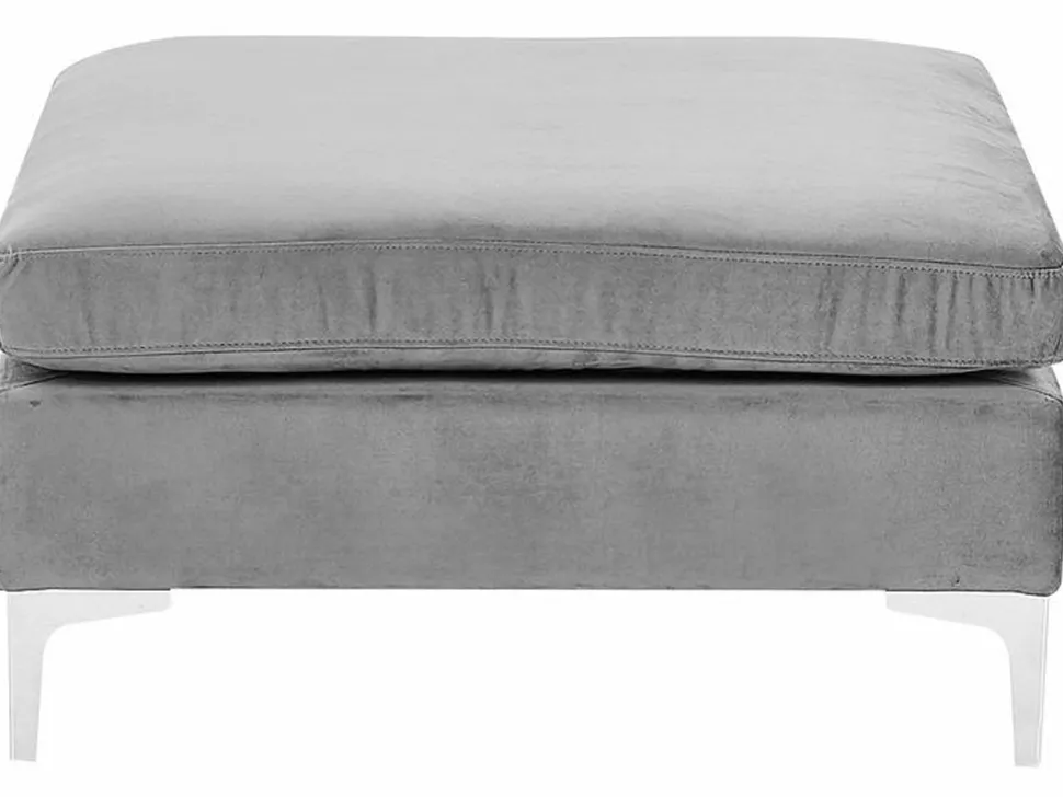 6 Seater U-Shaped Modular Velvet Sofa With Ottoman Grey Evja