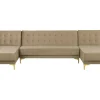 5 Seater U-Shaped Modular Velvet Sofa Sand Beige Aberdeen