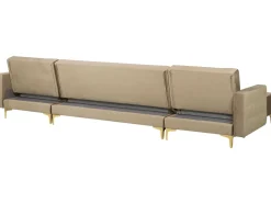 5 Seater U-Shaped Modular Velvet Sofa Sand Beige Aberdeen
