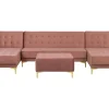 5 Seater U-Shaped Modular Velvet Sofa With Ottoman Pink Aberdeen